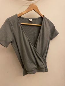 Gray Wrap Top