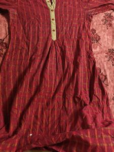 Elegant Red Striped Kurta