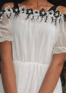 White Off-Shoulder Floral Dress