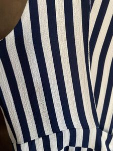 White And Blue Strips Long Shrug