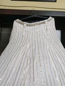 White &amp; Gold Stripe Skirt