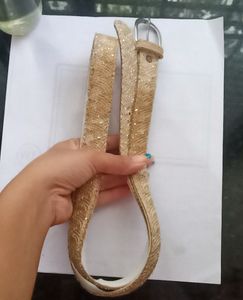 Belt (Golden Shimmery Women Belt For Jeans)