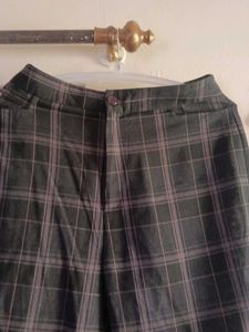 High Waist Plaid Trousers
