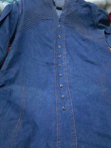 Denim Long Kurta 💙