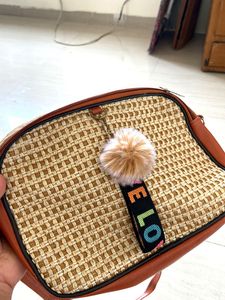Tan Jute Sling Bag