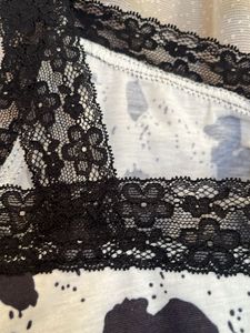 Cow Print Tank Crop With Lace