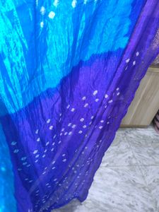 Dark And Light Blue Rajasthani Tie Dye Saree