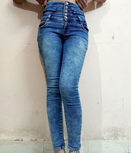 5 Button High Rise Jeans For Women