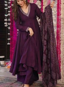 Elegant Purple Anarkali Suit Set
