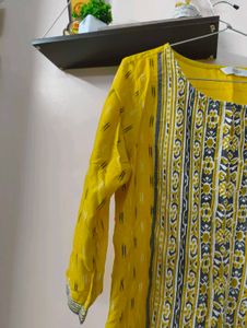Yellow Printed Kurta