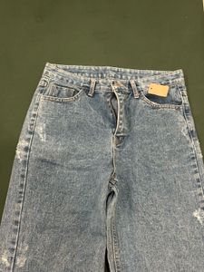 Wide Leg Distressed Denim Jeans