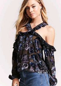 Floral Print Cold Shoulder Top