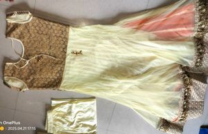 Elegant Orange &amp; Cream Anarkali Suit