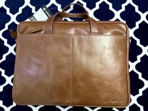 Carlton Luxury Brown Leather Laptop Messenger Bag