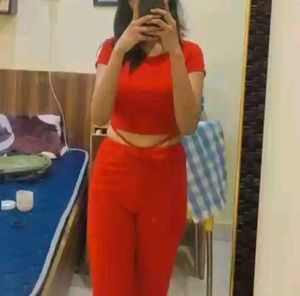 Red Crop Top &amp; Pant Co-ord Set