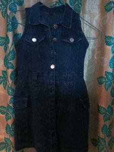 Denim Dress with Pink Belt