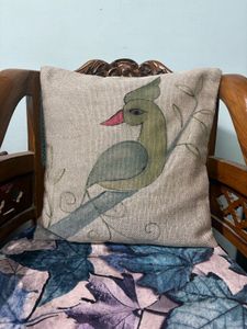 Hand Painted Jute Cushion Cover