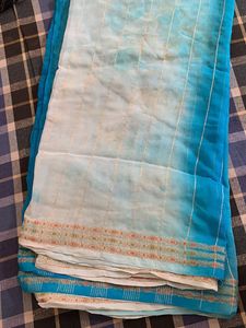 Blue Ombre Dupatta with Gold Accents