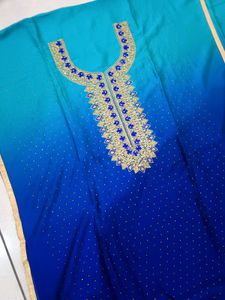 Limited Sale 🔴Blue unstitched embroidered kurta