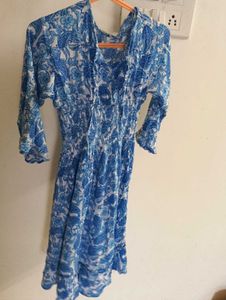 Blue & White Paisley Print Dress