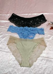 Lace Thong Panties - Set of 3