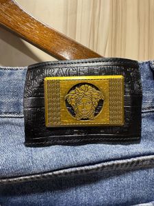 Versace Blue Washed Denim Jeans First Copy