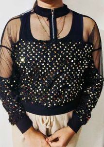 Sequin Sheer Sleeve Top