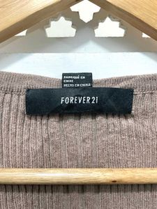 Forever 21 Ribbed V Neck Long Sleeves Top  A