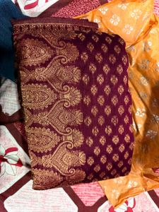 Maroon &amp; Gold Patterned Fabric