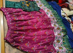 Potala Print Tussar Silk Lehenga Choli Dupatta Set