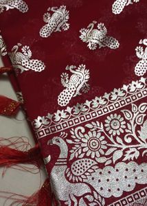 Never Used New Silver Foil Printed Fancy Saree🌹🌹