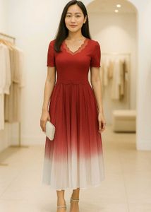 Elegant Red Midi Dress
