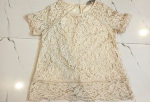 womens round neck cream top
