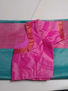 Sea green soft silk saree