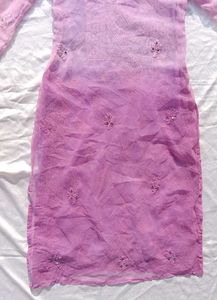 Tie Dry Lavender Chikankari Mirror Work Kurti💜