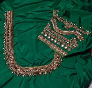 Emerald Green Embellished Saree Blouse