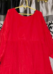Red Ruffled Midi Dress