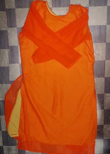 Orange mirror work Kurti