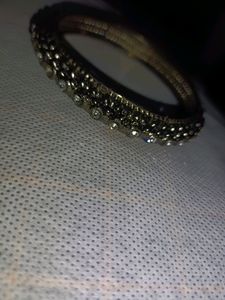 Silver Oxidised Bangles Along With Four Kade