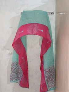 Pink and Blue Cotton Dupatta