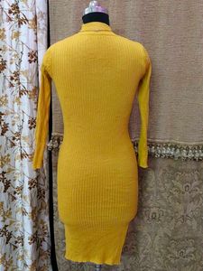 Mustard Bodycon Midi Dress