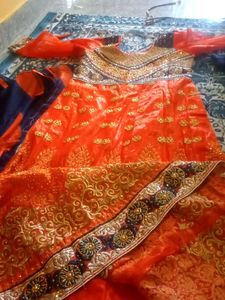 Long Gown With Salwar And Dupatta.