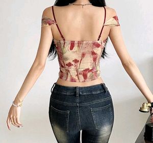Begie Maroon Floral Corset Top