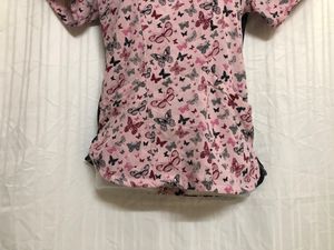 Pink Short Sleeve V Neck Top
