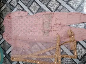 Light pink full suit with dupatta