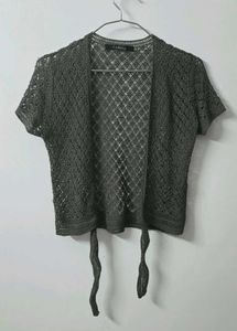 Crochet Knit Tie Front Cardigan