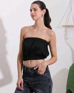 Shein Strapless Elasticated Waist Pleated Short