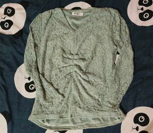 Pastel green furry top