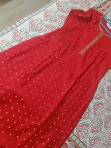 Biba Red &amp; Gold Embellished Kurta