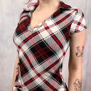 Gothic Red Plaid Mini Dress